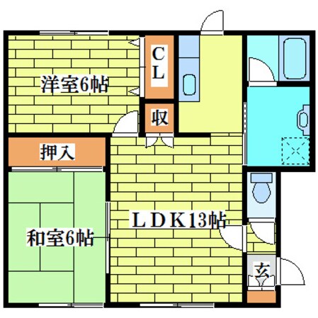 コスモハイツBの物件間取画像